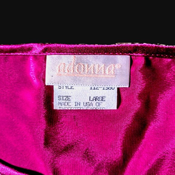 ADONNA Deep Rose Satin Night Shirt ~ Romantic Lace Pocket ~ Size L ~ NEW, No Tag - Picture 4 of 6